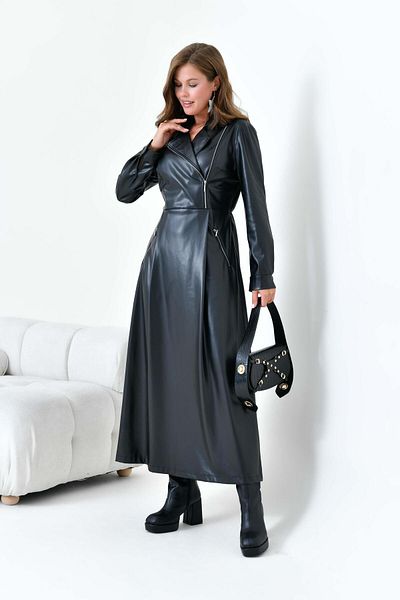 FTZ WOMEN Women's Leather Dress Black 30930