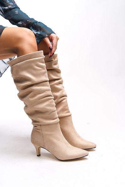 Riccon Beige Wildleder Jenfarrel Damenstiefel mit Zwickel - 00126000