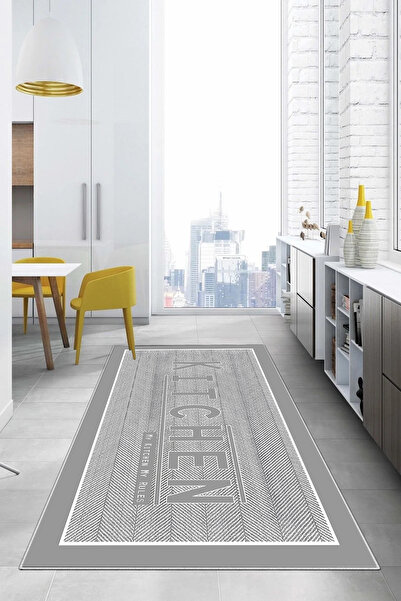 Napoli Home Baskılı Kitchen Yazı Desenli Yıkanabilir Kaymaz Taban Yolluk Salo...