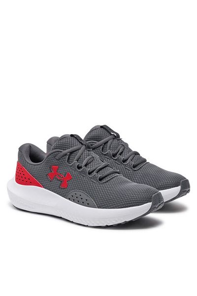 Under Armour Men's Comfortable Sole Lace-Up Grey-Red-White Sneakers with Brand Logo 3027000 -107