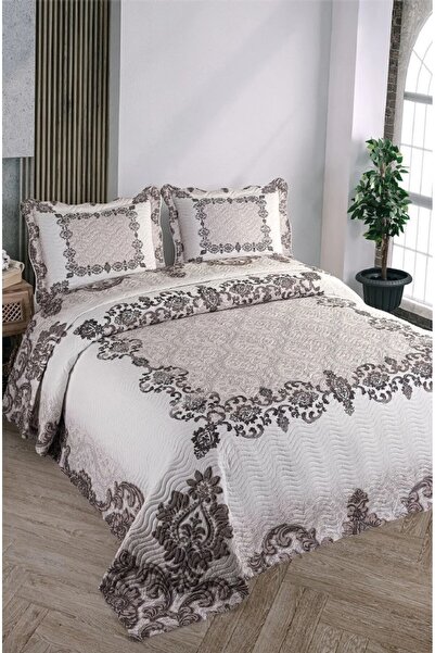 Örtüm Çift Kişilik Microfiber Kapitone Yatak Örtüsü(GLORİA KAHVE)