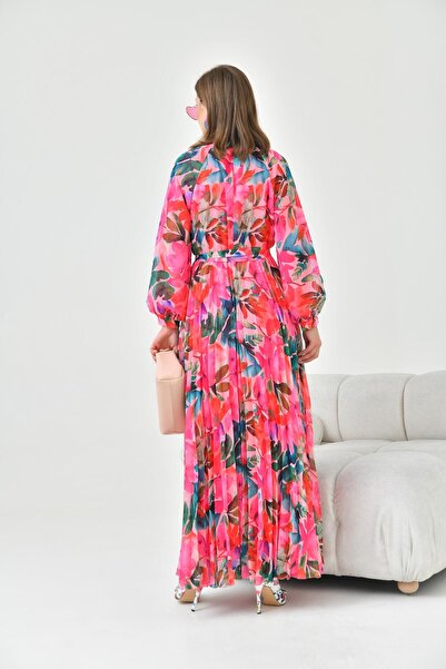 FTZ WOMEN Kadın Şifon Elbise Fuşya 30871