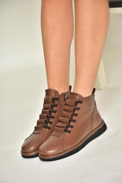 Fox Shoes T555366203 Kahverengi Hakiki Deri Comfort Ortopedik Taban Kadın Bot