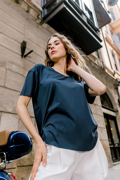 COTENCONCEPT Tricou de bază din bumbac cu decolteu în V