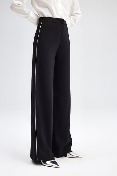 Touché Privé Semra Ilhan Black Crepe Trousers - with Touche Piping Detail