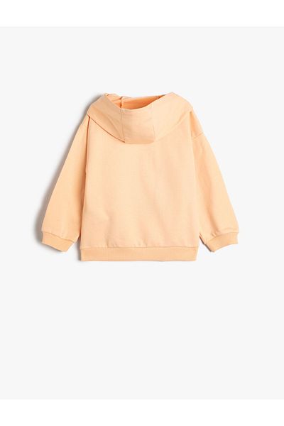 Koton Hooded Sweatshirt Long Sleeve with Print and Applique Detail