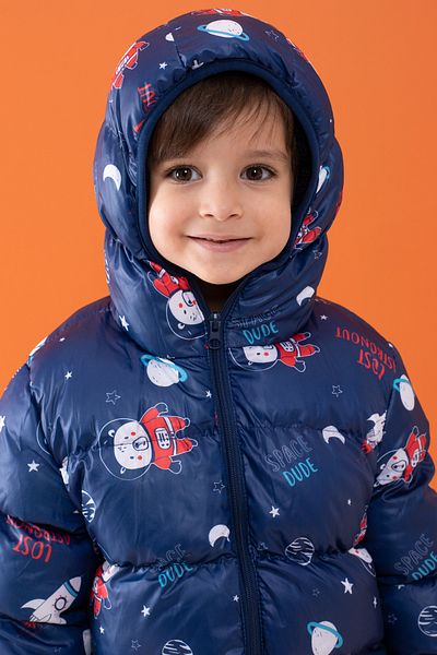 Cansın Mini Boy's Space Themed Hooded Puffer Jacket - 1-5 Years 19491