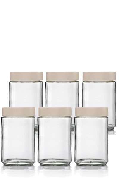 netteucuzluk 6-Piece Square Glass Jar - Food Pulses Storage Container Kitchen Organizer (6 Pcs) 12 Pieces - Medium Size