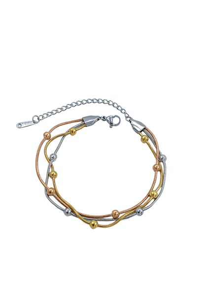 Çlk Accessories قسط الصلب 3 سلسلة حبة سوار