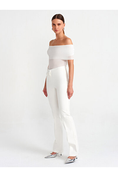 Dilvin 10558 Thin Knitwear Sweater-White