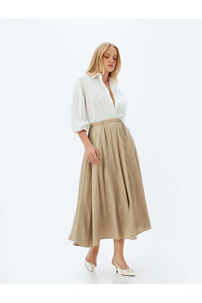 Koton Standard Waist Long Flared Skirt - Loose Fit