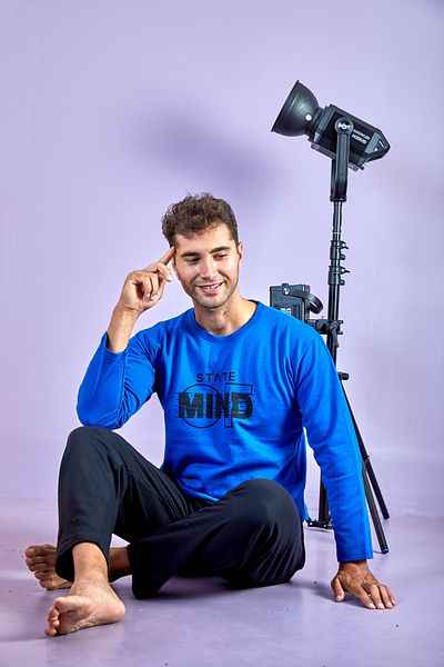 Moon Line Σετ ανδρικών πιτζάμες State Of Mind Written Saks Μπλε με δύο κλωστές