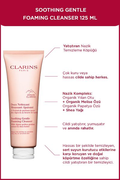 Clarins 125 ml Soothing Gentle Foaming Cleanser - Soothing and Gentle Cleanser for Dry Skin