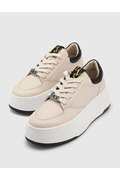 İLVİ Beige Kane Genuine Floater Leather Women's Sports Shoes