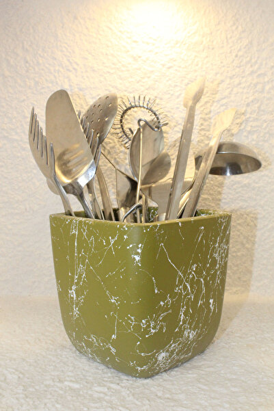Art Couture Beton Kaşıklık, Kepçelik / Tezgah Üstü Dik Kaşıklık Yeşil