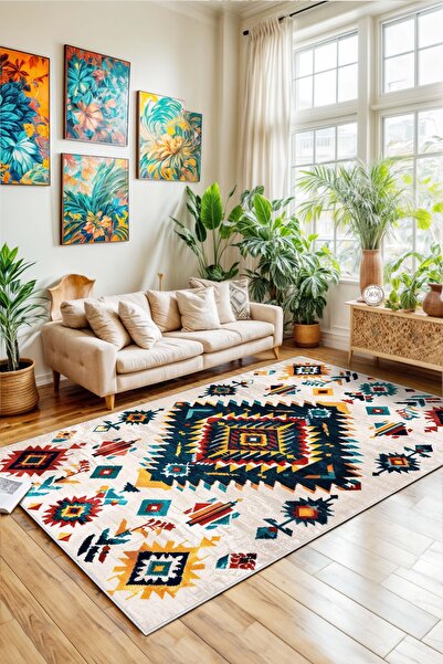 West Home Bohem Yıkanabilir Kaymaz Taban Leke Tutmaz Salon Halısı Mutfak Halı...