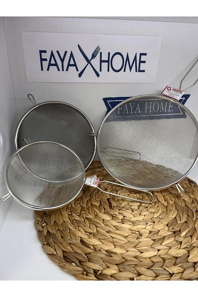 FAYA HOME Stainless Steel 3-Piece Single Handle Strainer (14 - 17 -22 cm Diameter)