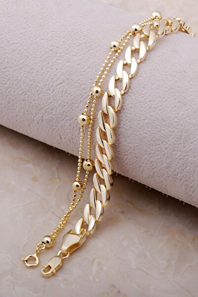 Sümer Telkari Kombin Altın Yaldızlı Gurmet Zincir Bileklik 3480