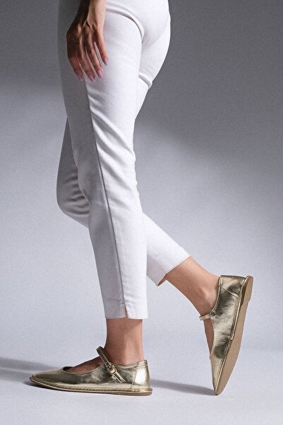 Marjin Zlaté vrstvené dámské baleríny Starles s pruhy - skládací