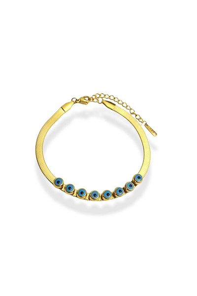 Çlk Accessories Steel Row Evil Eye Bead Italian Chain Steel Bracelet Trbilek7853