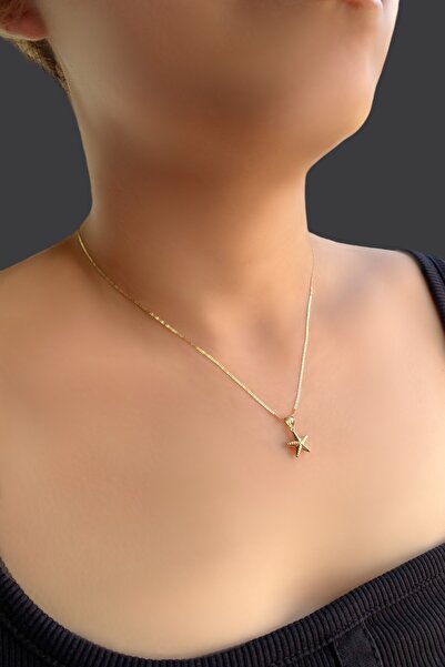 Altınaşkı Deniz Yıldızı Parlak Zincir Altın Kolye