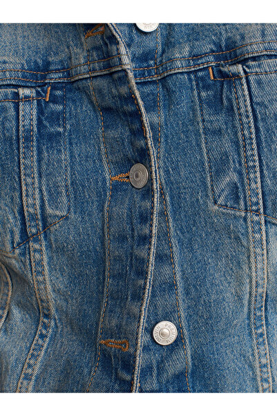 Dilvin 65358 Comfort Lycra - Palton albastru scurt din denim