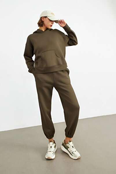 YAKAMEL Set de trening pentru femei, cu glugă și elastic la tiv, cu 3 șnururi