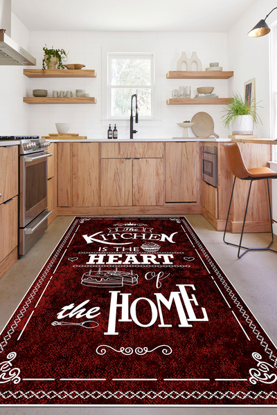 Napoli Home Baskılı Kıtchen Yazı Desenli Yıkanabilir Kaymaz Taban Yolluk Salo...