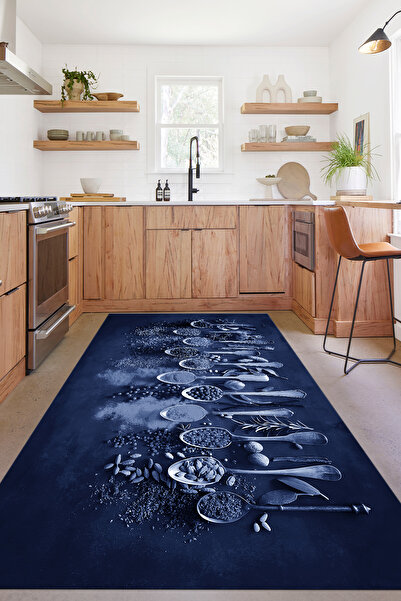 Napoli Home Dijital Baskılı Baharat Desenli Yıkanabilir Kaymaz Taban Yolluk Salon Mutfak Halısı