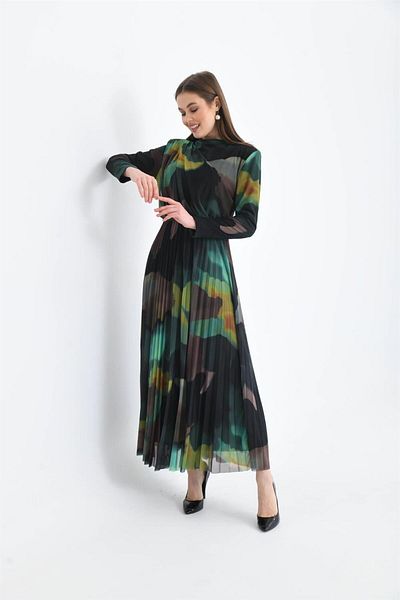 FTZ WOMEN Γυναικείο τούλι φόρεμα Lycra πράσινο 30417