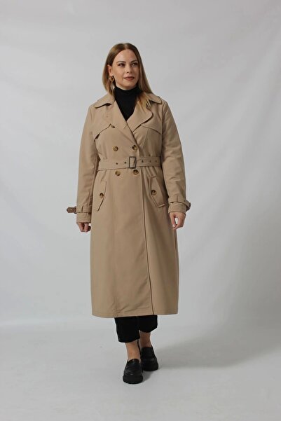 Moda Berray Dizaltı Düğmeli Kuşaklı Trençkot