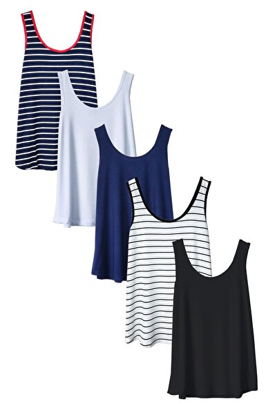 COTENCONCEPT 5 Pieces A-Line Comfortable Fit Basic Thick Strap Athlete T-Shirt