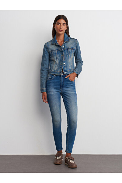 Dilvin 71722 Pantaloni din denim lycra cu picioare subțiri Power Blue
