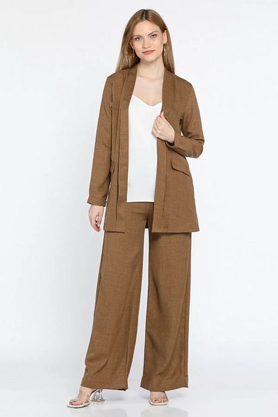 GÜLSELİ Mink Women's Jacket, Blouse and Trousers Three Pieces Set