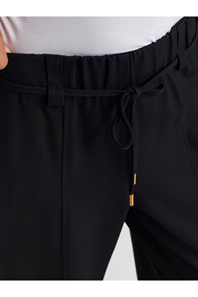 Dilvin 71546 Beli Lastikli Geniş Bacak Pantolon-Siyah