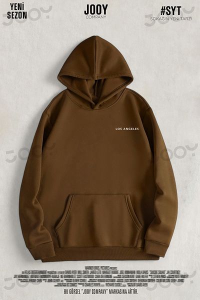 Jooy Company Суитшърт с качулка Los Angeles Brown 3 Thread