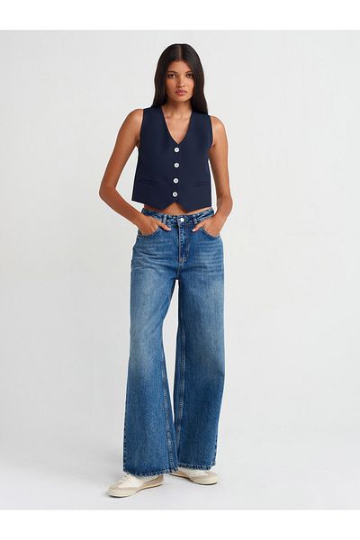 Dilvin 71717 Model Pantaloni Largi Denim Lavabili - Nuanță