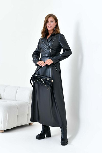 FTZ WOMEN Women's Leather Dress Black 30930