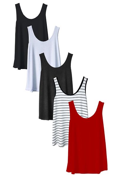 COTENCONCEPT Tricou pentru atlet cu bretele groase din bumbac, 5 bucăți