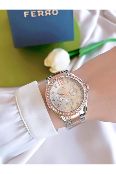 FERRO 3 Atm Water Resistant Ion Coating Women's Wristwatch and Bracelet Set - Bfl21140-J