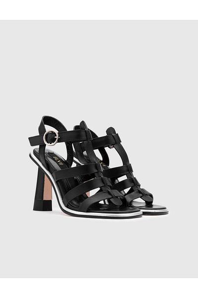 İLVİ Vitale Genuine Leather Women's Black Heeled Sandals