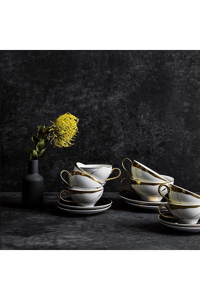 STOREMAX Ntwork Marble 2-Piece Tea Cup Set Art 1087243