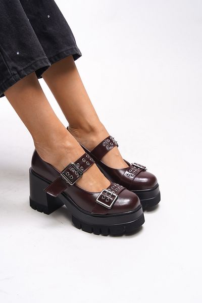 Riccon Lirwenia Damen-Loafer aus bordeauxrotem Lackleder mit doppelter Schnalle 00121001