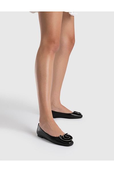 İLVİ Yuma Genuine Leather Women's Black Ballerinas