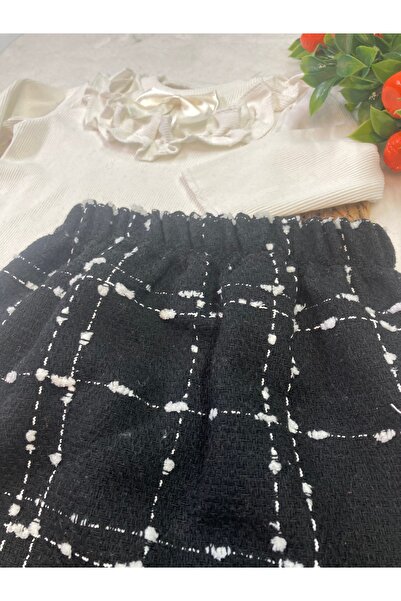 ESES BEBE Baby Cream Ribana Body Scratch Skirt-Bluz Set Set