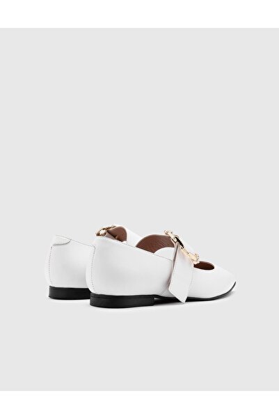 İLVİ Kimmo Hakiki Deri Kadın Beyaz Babet