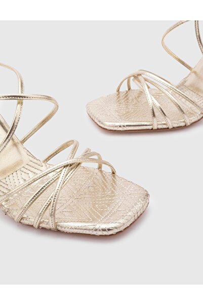 İLVİ Hotaru Hakiki Deri Kadın Altın Renk Topuklu Sandalet