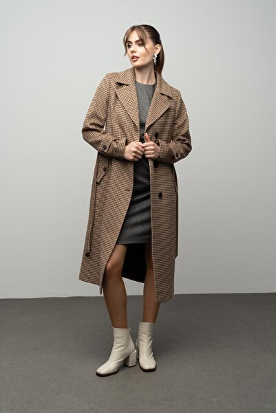 Olcay KAMEL 3028 - Ανδρικό γιακά με τετράγωνο σχέδιο κασμίρ παλτό