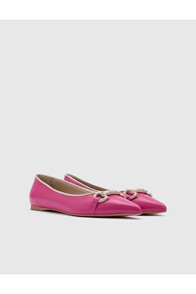 İLVİ Csilla Genuine Leather Women's Fuchsia Ballerinas