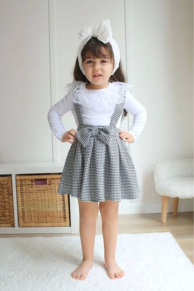 Kidmark Çocuk Modası Girl's Blouse Houndstooth Gilet Double Set